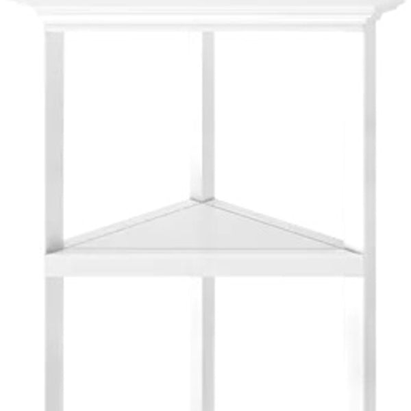 HomeRoots White Solid Wood Corner Bookcase – Stylish Space-Saving Storage Solution for Modern Homes & Offices 379944