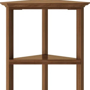 Homeroots 60" Walnut Solid Wood Four Tier Corner Bookcase   379945