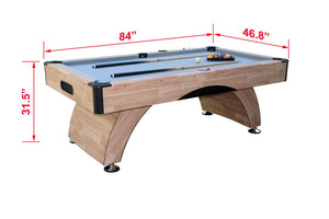 English Elm 7 Foot Billiards Table with Green Velvet Cloth Black Finish and Full Accessory Kit W1936P254217