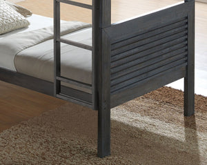 English Elm Transitional Twin Over Twin Bunk Bed - Reversible Ladder, Charcoal Brown, Space-Saving Design & Versatile! B2741S00324-GIGA