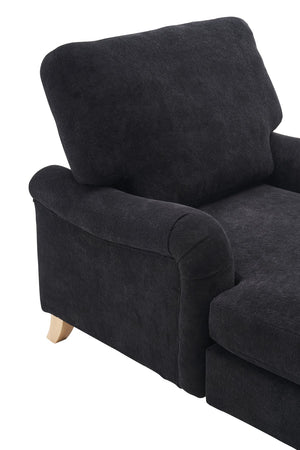 English Elm Modern Mid-Century Oversized Chaise Lounger Sofa Bed with Solid Wood Legs, Deep Seat Comfort Sleeper Black W2363S00068