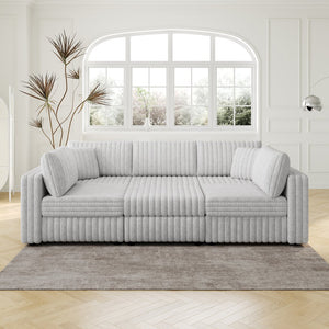 English Elm 106.3" U-Shaped 6-Person Sofa With Ottoman - Stylish Light Gray Modular Design & Hidden Storage Solutions W1767S00013