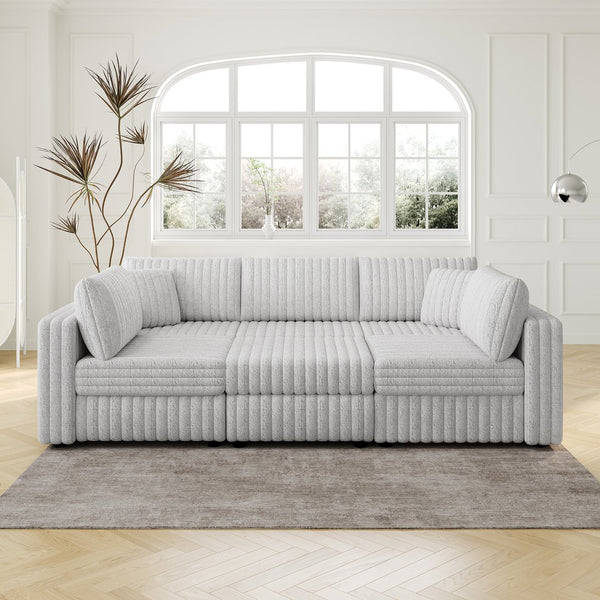 English Elm 106.3" U-Shaped 6-Person Sofa With Ottoman - Stylish Light Gray Modular Design & Hidden Storage Solutions W1767S00013