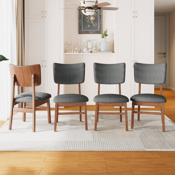 English Elm Dining Chairs Set Of 4 - Stylish Armless Wooden Mid-Century Modern Design For Your Dining Room N752P271224E