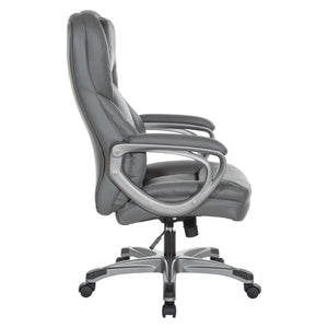 OSP Home Furnishings Exec Bonded Leather Office Chair with Lumbar Support for Executive Home Workspace ECH67707-EC42