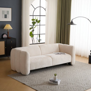 English Elm Tonson Wave Silhouette Boucle Three Seater Sofa Sculptural Modern Living Room Seating Beige N773IS00030S