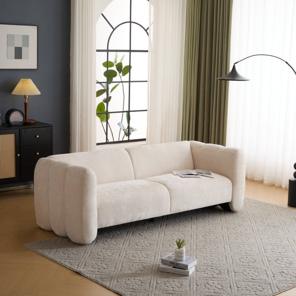 English Elm Tonson Wave Silhouette Boucle Three Seater Sofa Sculptural Modern Living Room Seating Beige N773IS00030S