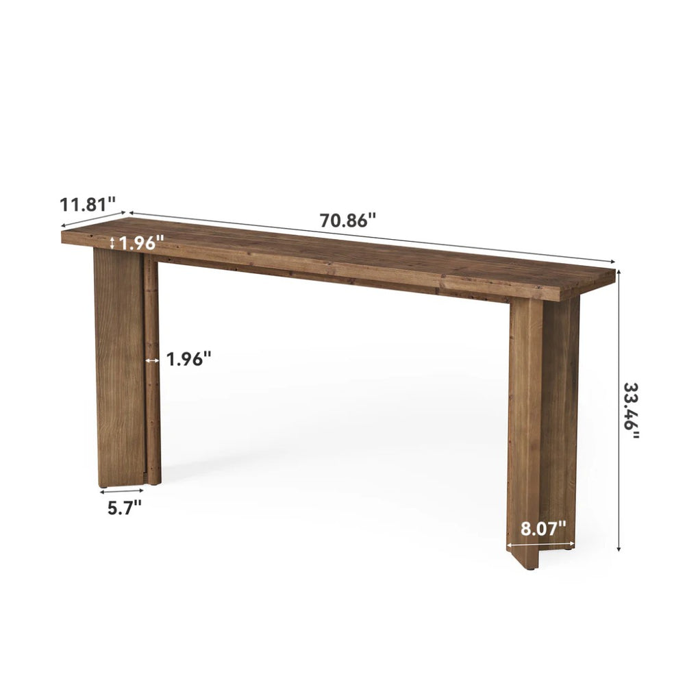 English Elm 2-tier Industrial Console Table Rustic Wood and Black Metal Frame Entryway Sofa T3971P464066