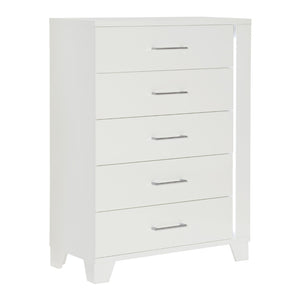 English Elm White High Gloss Lacquered 5 Drawer Chest with Led Strip Modern Bedroom Storage B011P186569