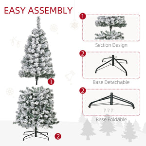 English Elm Homcom 7.5Ft Snow-Flocked Douglas Fir Christmas Tree With 350 Warm White Leds & Realistic Look W2225P229805