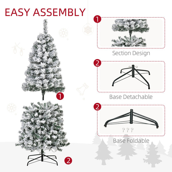 English Elm Homcom 7.5Ft Snow-Flocked Douglas Fir Christmas Tree With 350 Warm White Leds & Realistic Look W2225P229805
