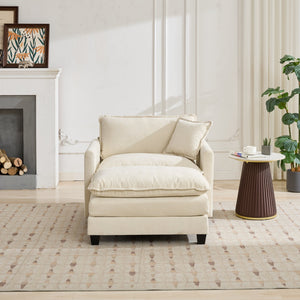 English Elm Cloud Modular Single Seat Sofa – Cozy Chenille Upholstered Couch For Living Rooms, Apartments, Beige W1143S00007