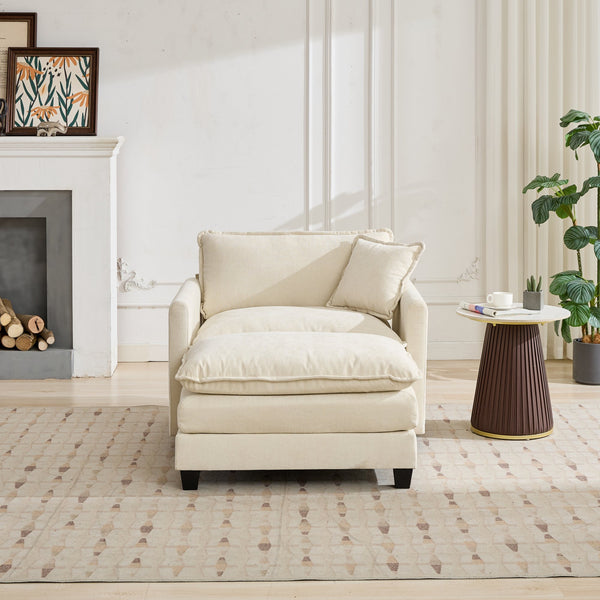 English Elm Cloud Modular Single Seat Sofa – Cozy Chenille Upholstered Couch For Living Rooms, Apartments, Beige W1143S00007