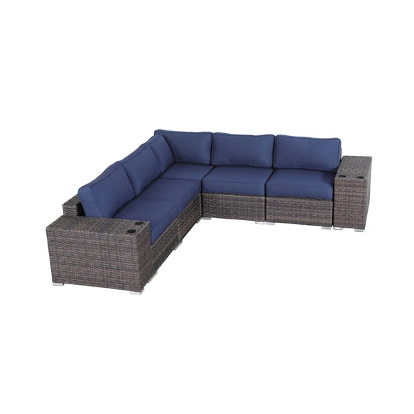 English Elm Fully Assembled Rattan Wicker Lounge Set For 4 – Stylish, Durable & Weather-Resistant Outdoor Comfort B120S00006