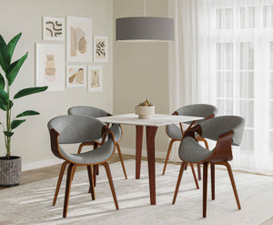 English Elm Dinette Square Marble Top Table with Walnut Bentwood Legs Seats Four Apartments B202P471543