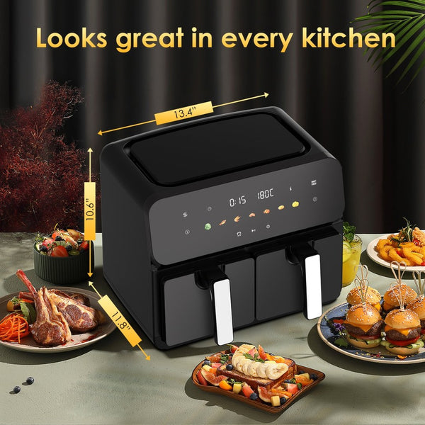 English Elm 10qt Dual Basket Air Fryer with Synccook 1700w Digital Touchscreen Serves Six W1002P484142