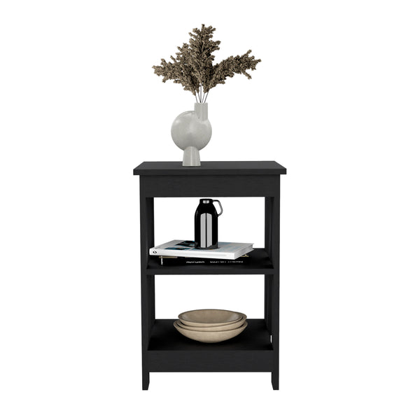 English Elm Taylor 3-Tier End Table with Ample Storage, Space-Saving Nightstand Sofa Side Table in Black B200P188839