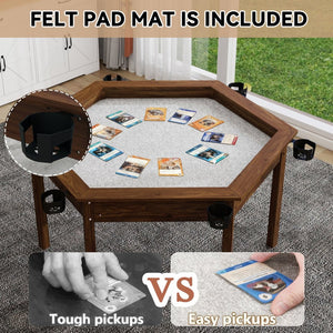 English Elm Board Game Table Hexagonal Dining Surface Removable Top Solid Pine Legs Seats Six W1120S00003