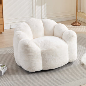 English Elm Lotus memory foam bean bag sofa with pull ring — anti-fouling faux fur, non-slip base, cozy support White W2311P357139