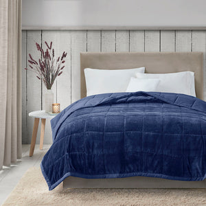 JLA Home Madison Park - Reversible HeiQ Smart Temperature blanket with plush reversible sides, all-season breathable comfort and easy care Navy MP51-6382