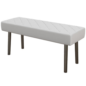 English Elm HOMCOM Upholstered Ottoman Bench 39.4" Faux Leather Diamond-Tufted Padded Seat Metal Legs Gray, Stable and Stylish W2225P229335