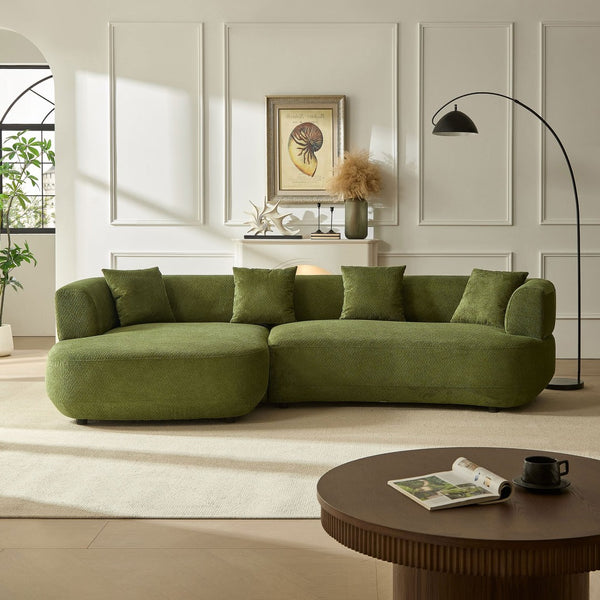 English Elm 110.63 Inch Quilted Polyester Curved Sectional Sofa Four Seat Modular Living Room Couch W2582S00187