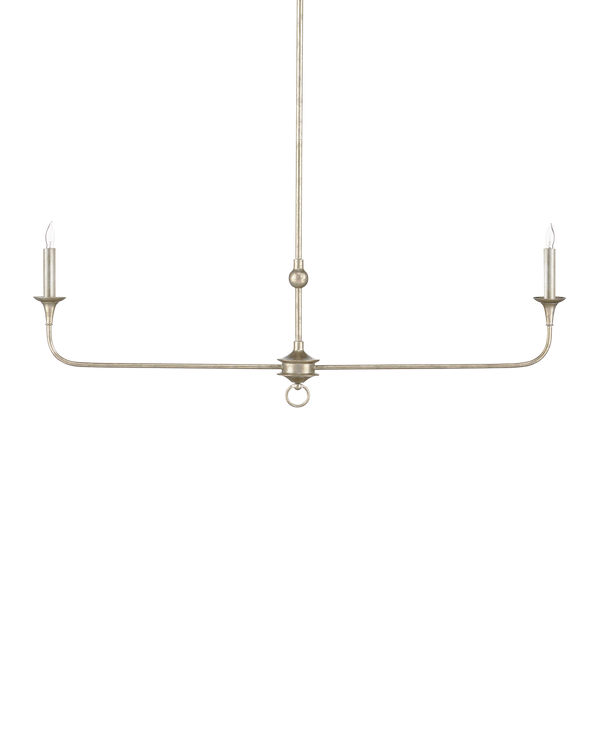 Currey & Company Nottaway Linear Champagne Chandelier - Elegant Design, Adjustable Height, Perfect For Dining & Kitchen Silver Wrought Iron 9000-1312-currey-company