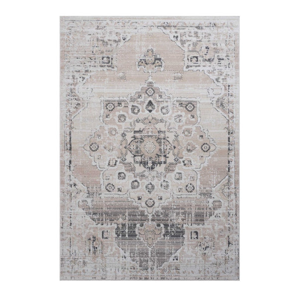 English Elm Payas Medallion Area Rug 5X7 In Cream/Beige – Stylish, Stain-Resistant, Family-Friendly Flooring Solution B189P183566-GIGA