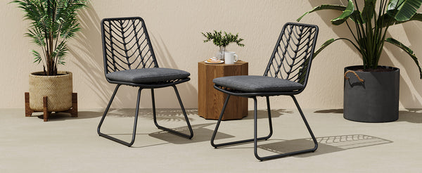 English Elm Christopher Knight Home® - DEJA Rattan Patio Chairs (2-Pack) with Gray Cushions, Iron Frame, 300 lb Capacity, Quick Assembly N762P240764E