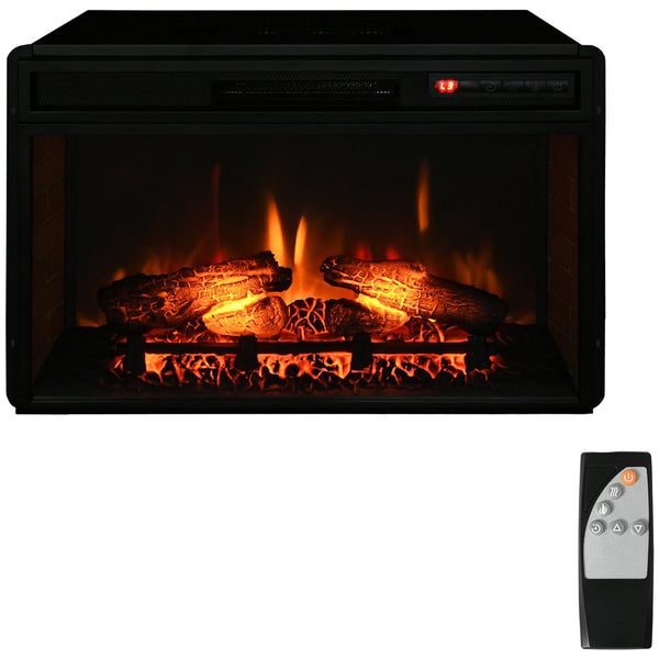 English Elm Homcom 27" Retro Electric Fireplace Insert With Remote Control, Realistic Flame & Adjustable Heat W2225P249862