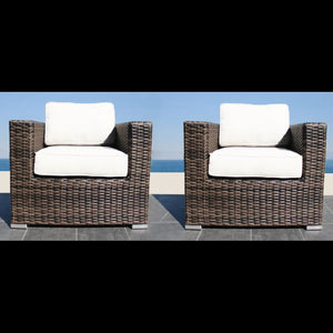 English Elm Set of 2 All-Weather Outdoor Chairs with Cushions, Fully Assembled Patio Club Chairs, Gray Wicker Durable Finish B120S00096