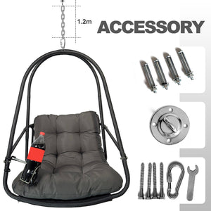 English Elm Swing Egg Chair With Stand - Stylish Wicker Rattan Basket For Indoor/Outdoor Relaxation & Comfort W2707P296438-GIGA