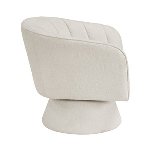 English Elm 1pc Bouclé Swivel Accent Chair with Channel Back, Plush Foam Seat, 360° Rotation, Modern Comfort Beige 28.5 L x 28 W x 20 H B011P308015