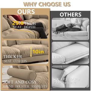 English Elm Super Comfort Oversized Modular Velvet Sectional Sofa With Movable Ottoman For Ultimate Relaxation W714S01099-GIGA