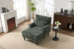 English Elm Modern Chaise Lounge with Plush High-Resilience Cushion and Solid Wood Frame for Durable Comfort Green W2120P296388