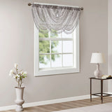 Madison Park Irina Transitional Diamond Sheer Embroidered Waterfall Valance MP41-4941 Grey