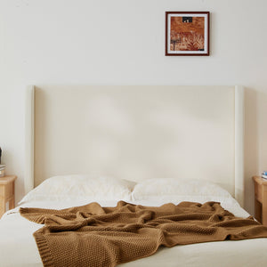 English Elm Carmen Boucle Upholstered Wingback Bed with 52.3" High Headboard, Modern Minimalist Platform Frame Ivory B083P358535