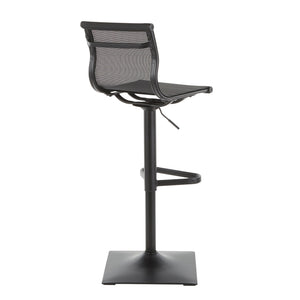 English Elm Mirage Contemporary Barstool with Mesh Fabric and Metal Base, Adjustable Height, 360° Swivel Comfort Black B202P222323