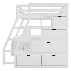 English Elm Full Size Kids Loft Bed with Integrated Desk Seven Drawers and Open Shelving White LT000649AAK-3
