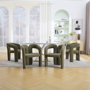 English Elm Contemporary Velvet Upholstered Barrel Accent Chair Set of 2 with Foam Seat, Steel Frame, Plush Upholstery Olive Green W395P224759