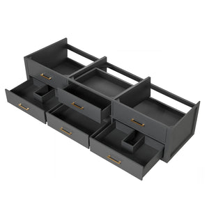 English Elm Black Double Bath Vanity - 80" Midcentury Modern Design With Ample Storage & Soft-Close Hardware B2731P258094