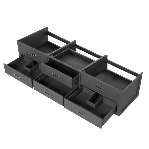 English Elm Black Double Bath Vanity - 80" Midcentury Modern Design With Ample Storage & Soft-Close Hardware B2731P258094