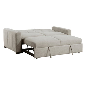 English Elm Transitional Michah Convertible Sofa with Pull-Out Bed Light Gray Textured Fabric Solid Wood Frame B011S01527
