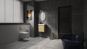 English Elm 20" Wall-Mounted Bathroom Vanity With Ceramic Sink - Stylish Oak Finish, Compact Storage Solution W1972P196394