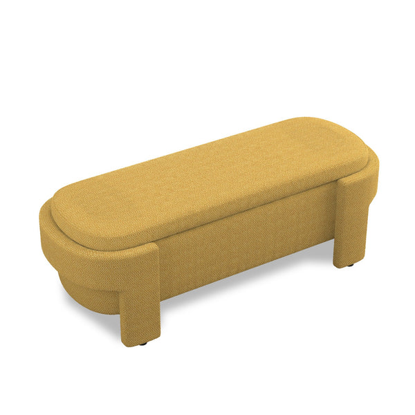 English Elm Linen Upholstered Storage Bench with High-Density Foam Seat, Spacious Hidden Compartment, 51.5" Yellow W487P271462