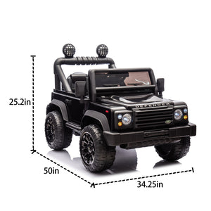 English Elm Licensed Land Rover Defender Ride on Car 24v Dual Motor with Parental Remote Black W1578P339065
