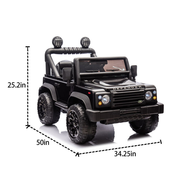 English Elm Licensed Land Rover Defender Ride on Car 24v Dual Motor with Parental Remote Black W1578P339065