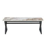 English Elm A Coffee Table Is Made Of Rock Slab Material, With A Natural and Smooth Marble Pattern On The Surface, Which Complements The Modern Design Of The Black Metal Legs and Adds A Touch Of Fashion.47*23.6