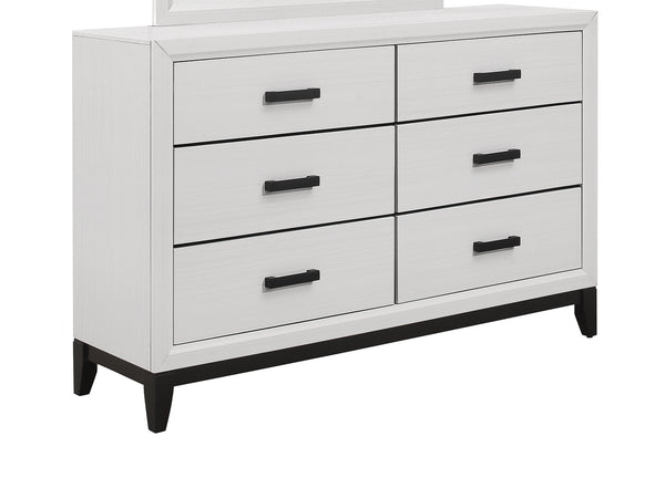 English Elm MIRAGE Solid Rubberwood 5-Piece Bedroom Set with Clean Slat Design, White Finish, Sturdy Build White Queen B201S00254