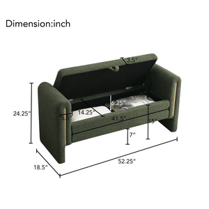 English Elm Modern Teddy Bed End Bench with Arms and Storage — Plush Upholstered Ottoman with Hidden Interior Space for Bedroom Seating and Organization Olive Green W2671P208547